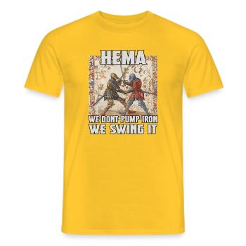 Renaissance de l’escrime à l’épée longue de HEMA Fanatics - T-shirt homme - jaune - Devant - AI Model Male 178 dark (178cm)