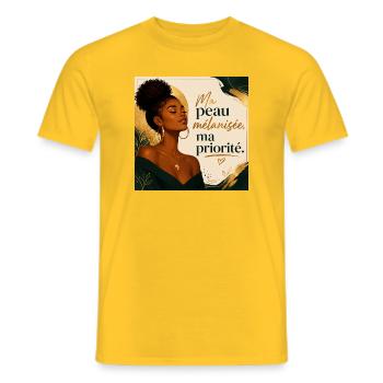 Ma peau mélanisée, ma priorité - T-shirt homme - jaune - Devant - AI Model Male 178 dark (178cm)
