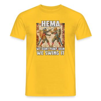 Ancient Blade Arts Longsword Combat HEMA Gift - Men's T-Shirt - yellow - Front - AI Model Male 178 dark (178cm)