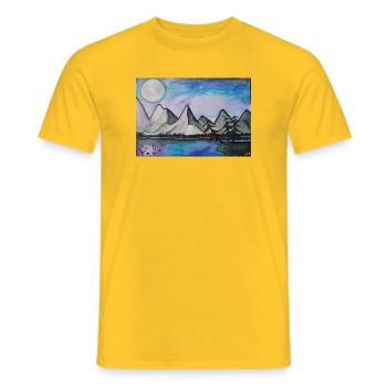 Nuit au clair de lune au bord du lac tranquille - T-shirt homme - jaune - Devant - AI Model Male 178 dark (178cm)