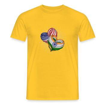 Friendship between the U.S. and India - Men's T-Shirt - yellow - Front - AI Model Male 178 dark (178cm)