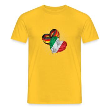 Friendship between the flags of Germany - Men's T-Shirt - yellow - Front - AI Model Male 178 dark (178cm)
