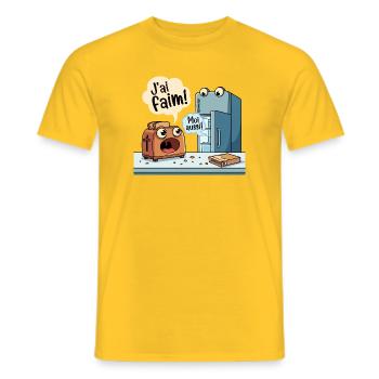 J'ai Faim Humour Grille-Pain Frigo - T-shirt homme - jaune - Devant - AI Model Male 178 dark (178cm)