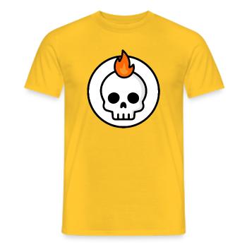 Cute Doom Skull Fire Graphic - Men's T-Shirt - yellow - Front - AI Model Male 178 dark (178cm)