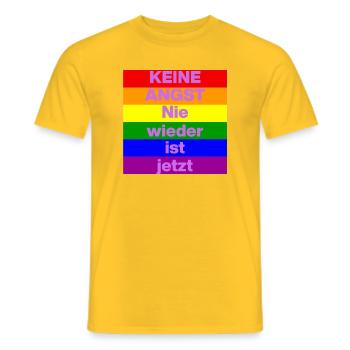 KEINE ANGST NIE WIEDER IST JETZT,  NO NZS, NO AFD - Männer T-Shirt - Gelb - Vorne - AI Model Male 178 dark (178cm)