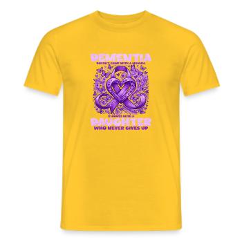 Fille d’une patiente atteinte de démence - T-shirt homme - jaune - Devant - AI Model Male 178 dark (178cm)