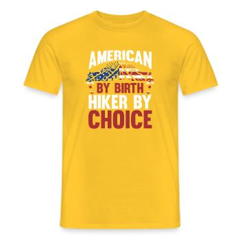 Hiking Mountain Trail Backpacking Outdoors Poaching - Men's T-Shirt - yellow - Front - AI Model Male 178 dark (178cm)