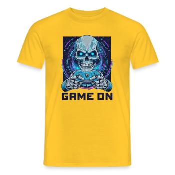 ON PEUT CONTINUER LE JEU - Cyber Skull Gamer | Conception du jeu néon - T-shirt homme - jaune - Devant - AI Model Male 178 dark (178cm)