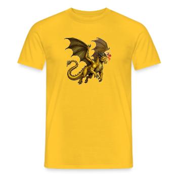 Dragon doré en vol - T-shirt homme - jaune - Devant - AI Model Male 178 dark (178cm)