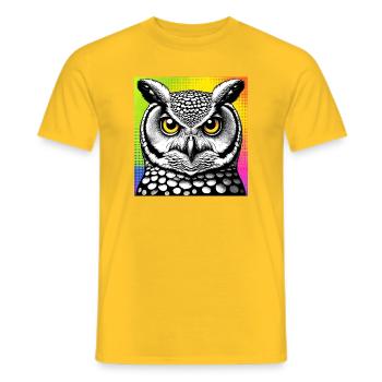 Eule - Männer T-Shirt - Gelb - Vorne - AI Model Male 178 dark (178cm)
