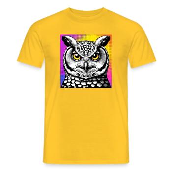 owl - Men's T-Shirt - yellow - Front - AI Model Male 178 dark (178cm)
