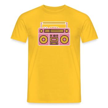 Cassette recorder Cassette recorder - Men's T-Shirt - yellow - Front - AI Model Male 178 dark (178cm)
