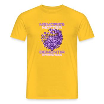 Compter les souvenirs – Éducation à la démence - T-shirt homme - jaune - Devant - AI Model Male 178 dark (178cm)