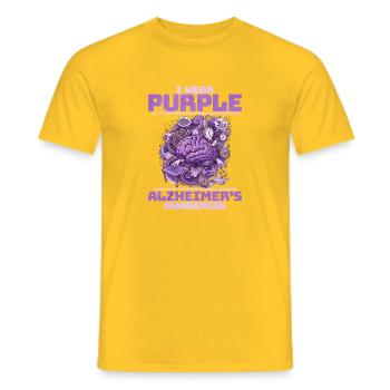 Sensibilisation à la maladie d’Alzheimer dans le cerveau violet - T-shirt homme - jaune - Devant - AI Model Male 178 dark (178cm)
