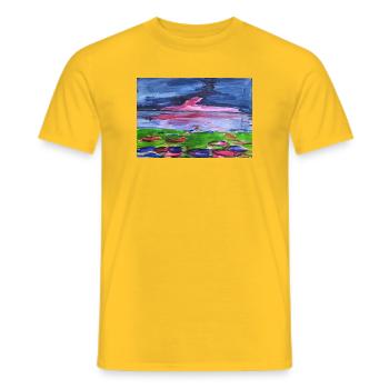 Colour magic in the evening sky - Men's T-Shirt - yellow - Front - AI Model Male 178 dark (178cm)