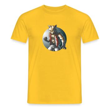 Fighting Cat Martial Arts Anime Design - Men's T-Shirt - yellow - Front - AI Model Male 178 dark (178cm)