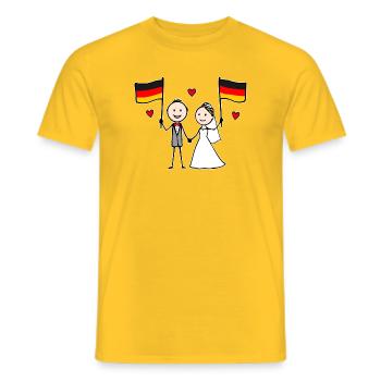 Wedding Couple Germany Flag - Men's T-Shirt - yellow - Front - AI Model Male 178 dark (178cm)