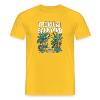 Jardin tropical arrière - T-shirt homme - jaune - Devant - AI Model Male 178 dark (178cm)