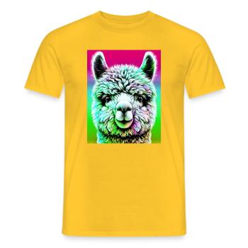 Alpaka - Männer T-Shirt - Gelb - Vorne - AI Model Male 178 dark (178cm)