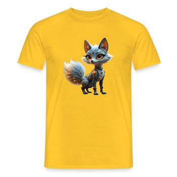 Cyber Blue Fox - Men's T-Shirt - yellow - Front - AI Model Male 178 dark (178cm)