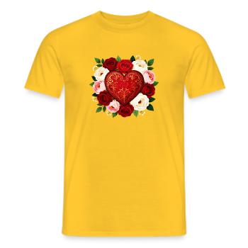 Ornate Heart of Roses - Men's T-Shirt - yellow - Front - AI Model Male 178 dark (178cm)