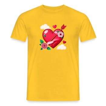 Heart Arrow Rose Valentine Art - Men's T-Shirt - yellow - Front - AI Model Male 178 dark (178cm)