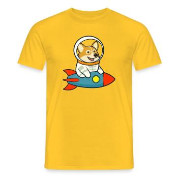Corgi space on rocket - Men's T-Shirt - yellow - Front - AI Model Male 178 dark (178cm)