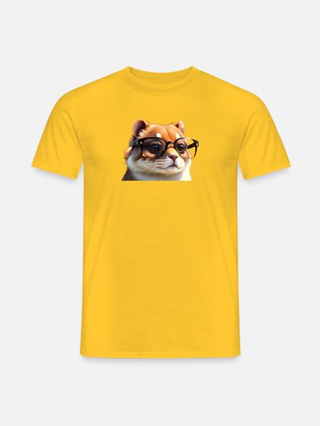 Brillentragende Katze - Männer T-Shirt - Gelb