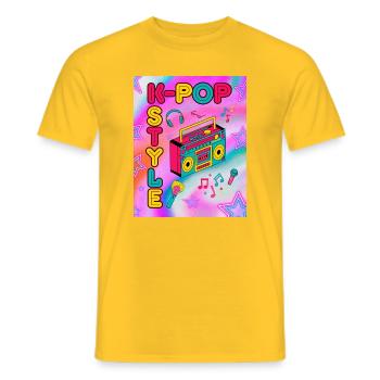 K-Pop Style - Men's T-Shirt - yellow - Front - AI Model Male 178 dark (178cm)