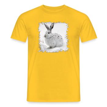 Lapin d’hiver dans la neige - T-shirt homme - jaune - Devant - AI Model Male 178 dark (178cm)