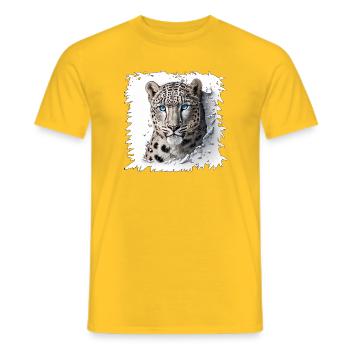 Schneeleopard Durchbruch Design - Männer T-Shirt - Gelb - Vorne - AI Model Male 178 dark (178cm)