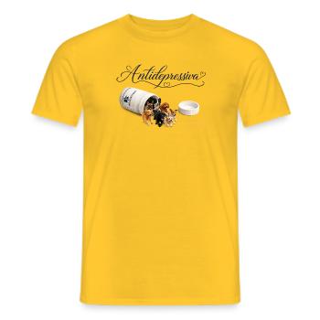 Antidepressive Hundeliebe - Männer T-Shirt - Gelb - Vorne - AI Model Male 178 dark (178cm)
