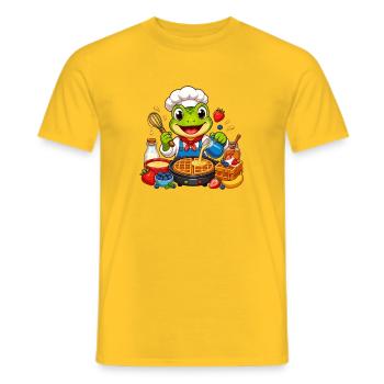 Kochfrosch beim Waffelbacken - Männer T-Shirt - Gelb - Vorne - AI Model Male 178 dark (178cm)
