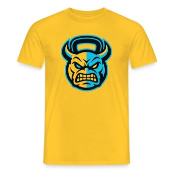 Kettlebell Monster Icon - Men's T-Shirt - yellow - Front - AI Model Male 178 dark (178cm)