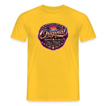 Insigne rétro des années 1980 Neon Synthwave Original 1989 - T-shirt homme - jaune - Devant - AI Model Male 178 dark (178cm)