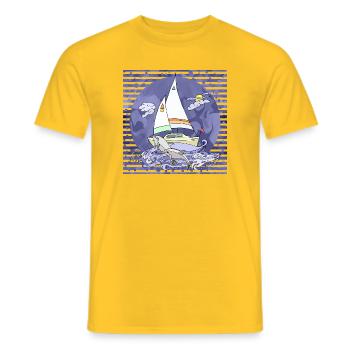 Sailboat - Men's T-Shirt - yellow - Front - AI Model Male 178 dark (178cm)
