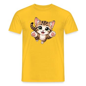 Jumping Cat - T-shirt homme - jaune - Devant - AI Model Male 178 dark (178cm)