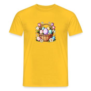 Easter Basket Eggs in Bloom - Men's T-Shirt - yellow - Front - AI Model Male 178 dark (178cm)