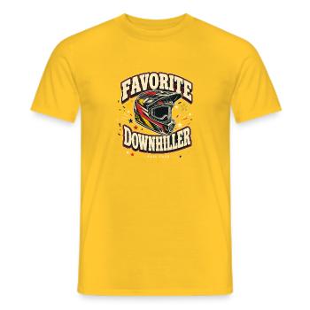 Favorite Downhiller Full Face Mountain Biking Gift - Men's T-Shirt - yellow - Front - AI Model Male 178 dark (178cm)