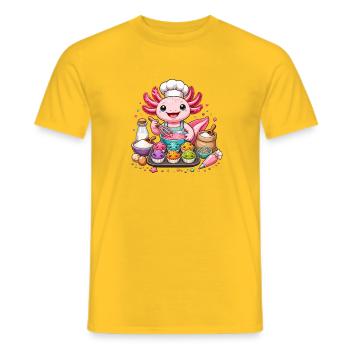 Axolotl Cupcake Kochzauber - Männer T-Shirt - Gelb - Vorne - AI Model Male 178 dark (178cm)