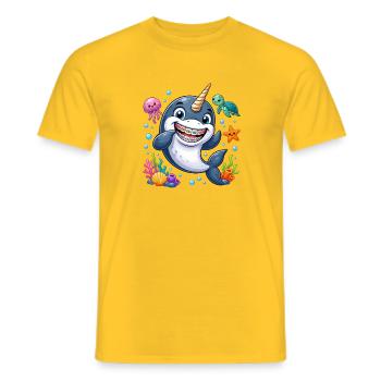 Narwal mit Zahnspange unter Wasser - Männer T-Shirt - Gelb - Vorne - AI Model Male 178 dark (178cm)