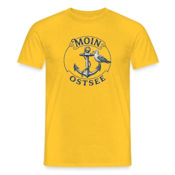 Ostsee Anker mit Möwe Vintage - Männer T-Shirt - Gelb - Vorne - AI Model Male 178 dark (178cm)