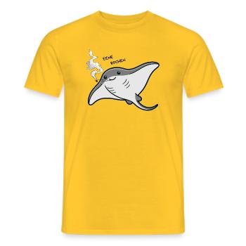 Rauchender Manta Cartoon - Männer T-Shirt - Gelb - Vorne - AI Model Male 178 dark (178cm)