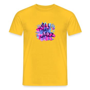 All That Jazz Musik Blumen Design - Männer T-Shirt - Gelb - Vorne - AI Model Male 178 dark (178cm)
