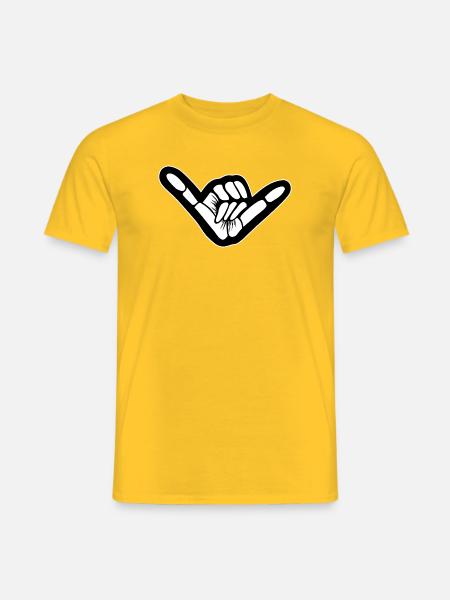 Shaka Hand Graphic Surf Vibe - Men's T-Shirt - yellow