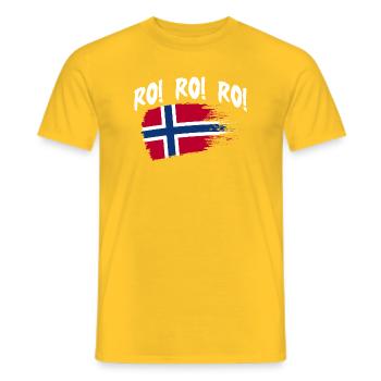Norway Norge Fjords Scandinavian Ro Viking ship - Men's T-Shirt - yellow - Front - AI Model Male 178 dark (178cm)