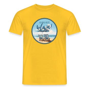 Ich mache heute blau – Strand Humor - Männer T-Shirt - Gelb - Vorne - AI Model Male 178 dark (178cm)