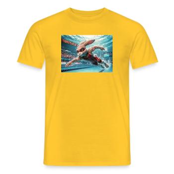 Rabbit Swim Champion - Men's T-Shirt - yellow - Front - AI Model Male 178 dark (178cm)