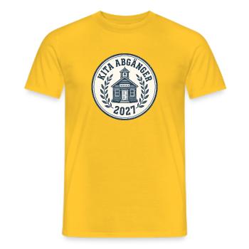 Kita Abgänger 2027 – Rundes Logo mit Ehrenkranz - Männer T-Shirt - Gelb - Vorne - AI Model Male 178 dark (178cm)