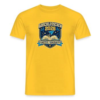 Abschlusscrew 2026 Kapitel Geschafft - Männer T-Shirt - Gelb - Vorne - AI Model Male 178 dark (178cm)